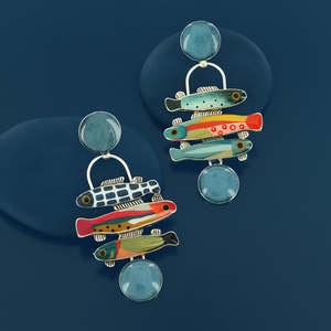 Earrings: Taratata Bijoux Fish (Blue) Stud Earrings - E26-12981-10M