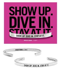 Bracelets: Whitney Howard Designs - Show Up. Dive In. Stay At It. Quotable Cuff Bracelet - Barack Obama