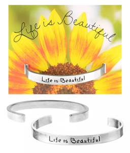 Bracelets: Whitney Howard Designs - Life Is Beautiful Quotable Cuff Bracelet