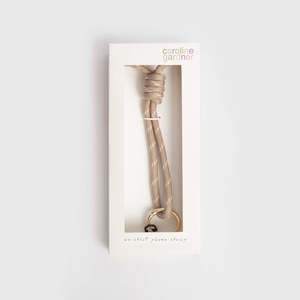 Caroline Gardner -Taupe/White Cord Wristlet Phone Strap