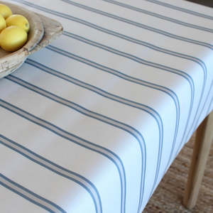 All Oilcloth: Yacht Stripe - Marine Blue