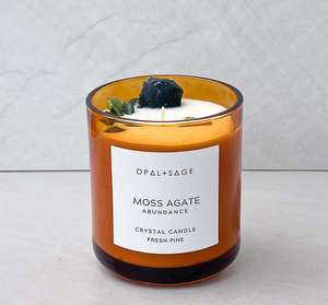 Crystal Candles: Moss Agate Crystal Candle