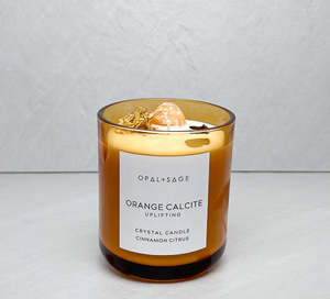 Orange Calcite Crystal Candle