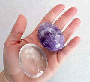 Amethyst: Calm + Clear Palm Stone Set
