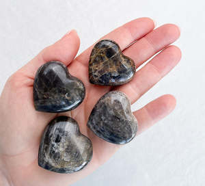 Crystals For Expecting Mums Dads: Black Moonstone Mini Heart | Psychic