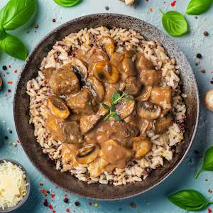 Beef Stroganoff with Brown Rice and Quinoa