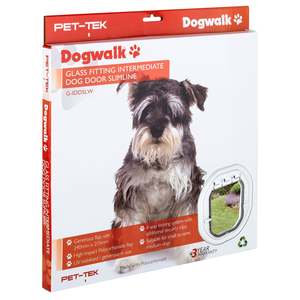 Pet-Tek Glass Fitting Intermediate Slimline  Dog Door – White
