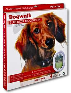 Pet-Tek Glass Fitting Dog Door – White