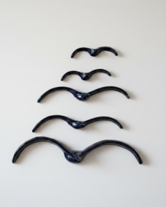 Paddy And Sheryl Bourke: Ceramic Flying Black Gulls