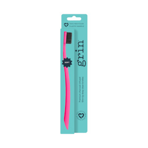 Toothbrush: Grin Adults 100% Recycled Single Brush Fuschia (Soft)