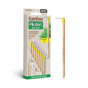 Interdental Brushes: Piksters Bamboo Right Angle Interdental Brushes Size 3 Yellow - Pack of 24