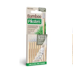 Piksters Bamboo Interdental Brushes Assorted Pack Sizes 00 - 6 - Pack of 8
