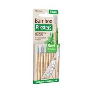 Piksters Bamboo Interdental Brushes Size 6 Green - Pack of 8