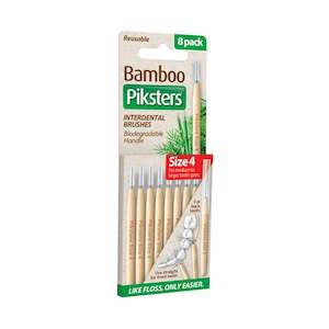 Piksters Bamboo Interdental Brushes Size 4 Red - Pack of 8