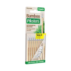 Piksters Bamboo Interdental Brushes Size 3 Yellow - Pack of 8