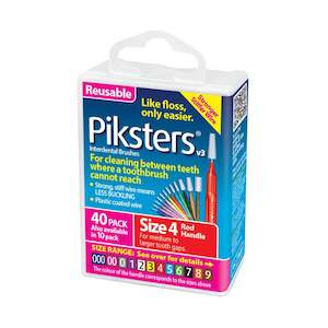 Piksters Interdental Brushes Size 4 Red - Pack of 40