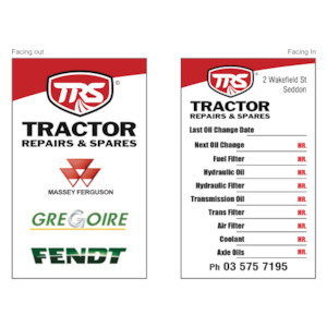 Tractor Repair Portal: TRS - Tractor Major Service Label 90x55mm Synthetic