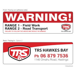 TRS - Double Sided Range Warning Vinyl 135x42mm