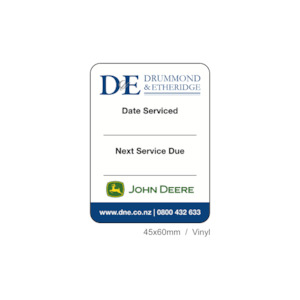 D&E - Ride-on/Other Service Label 45x60mm (Vinyl Matte Laminate)