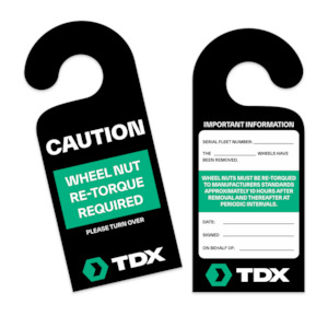 Tdx Portal: TDX - Wheel Nut Hanging Card