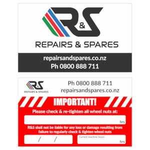 R&S - Wheel Nut Sticker 90x55. Paper Base