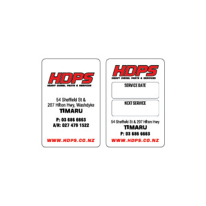 HDPS - Light Vehicle service sticker 45x68mm Timaru