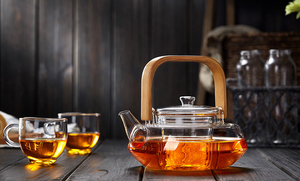 Ti Accessories: Bamboo Handle Glass Tea Pot