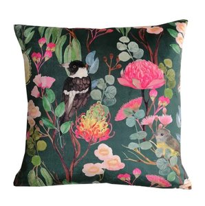 Products: Birds and Forest Velvet Cushion O'Reily Design - Elegant Home Cushions - OREILY DESIGN