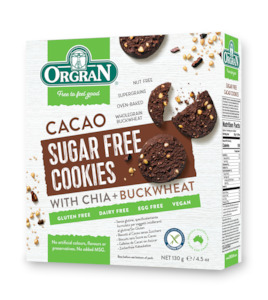 Chips Snacks: Orgran - Cacao Sugar Free Cookies - [130g]