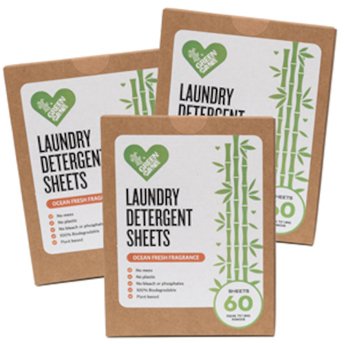 Kitchen Bathroom Cleaning: GreenCane - Laundry Detergent Sheets [No Fragrance/Sensitive]  - [60 Sheets]
