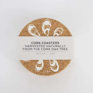 Giftware: Naturally Harvested Cork Drinks Coasters - Oyster [x4]