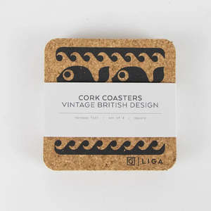Naturally Harvested Cork Drinks Coasters - Fish [x4]