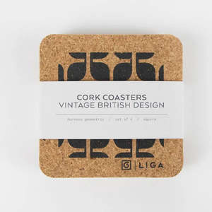 Giftware: Natrually Harvested Cork Drinks Coasters - Geometric [x4]
