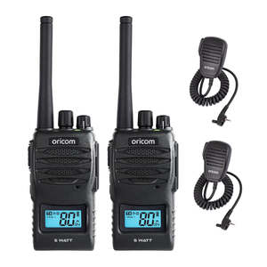 Products: UHF5400BK-2 Twin Pack 5 Watt Handheld UHF CB Radio + Speaker Microphones x2