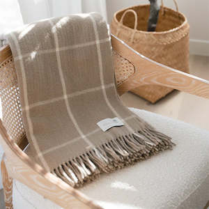 Living: NZ Lambs Wool Throw | Totaras Tussock Check Weave