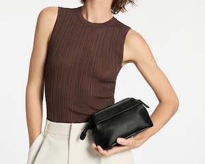 Mens Corner: Status Anxiety | Leather Toiletries Bag | Black