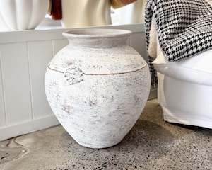 Whitewash Balinese Pot | Large