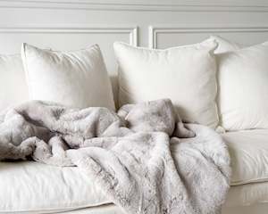 Biella Faux Fur Throw | Pearl