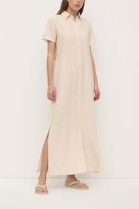 Assembly Label | Heather Silk Blend Shirt Dress | Tapioca