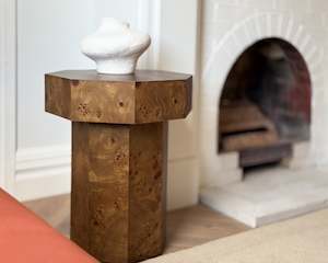 Furniture: Vintage Burlwood Side Table | Walnut