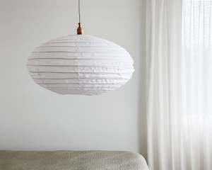 Wabi Linen Shade | Oval | White | 60cm