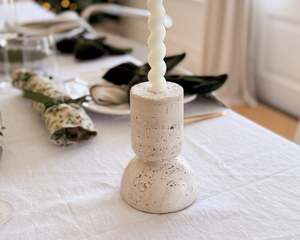 Crescent Travertine Candleholder