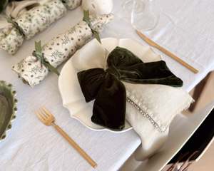 Festivity: Velvet Bow Clip Decoration | Green