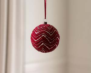 Festivity: Red Velvet Webbed Bauble Decoration