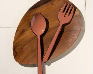 Maia Enamel Salad Servers | Nutmeg