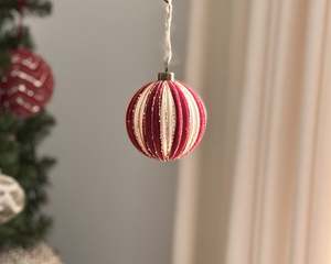 Festivity: Red & Gold Ribbed Bauble