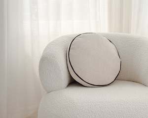 Homeobject: Marilyn Velvet Round Cushion | Ivory & Black