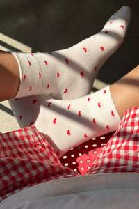 Gifting Under 50: Le Bon Shoppe | Sneaker Socks | White & Red Hearts