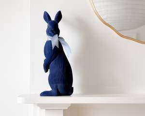 Easter: Velvet Flocked Rabbit | Royal Blue