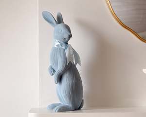 Easter: Velvet Flocked Rabbit | Powder Blue
